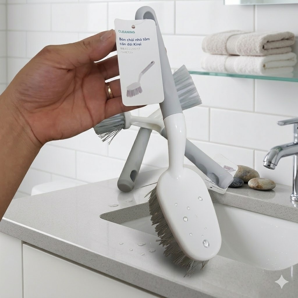 Bàn chải nhà tắm cán dài kirei (26cm) - Chất lượng tốt và lông bàn chải bền | BigBuy360 - bigbuy360.vn