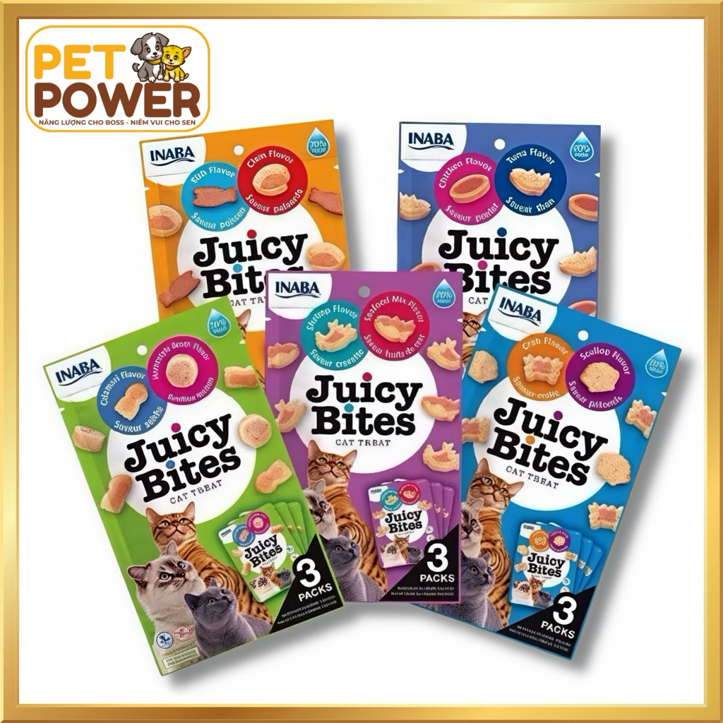 Bánh Thưởng Mèo Inaba Juicy Bites Snack Mềm Thơm Ngon Nhiều Vị Hấp Dẫn Cho Mèo