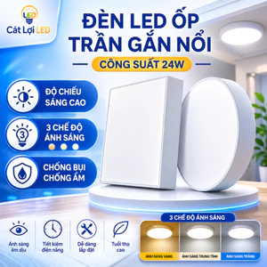 COMBO 3 Đèn LED Ốp Trần Tràn Viền Cao Cấp 24W, 3 Chế Độ Sáng Trắng/Vàng/Trung Tính, Thiết Kế Hiện Đại, Bảo Hành 24 Tháng