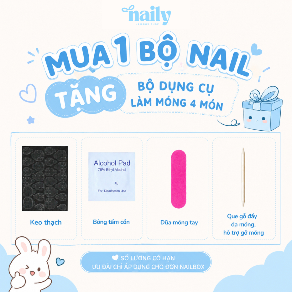 Nail Box 30 Móng Form Tròn Ngắn Họa Tiết Sao Nơ Phong Cách Y2K