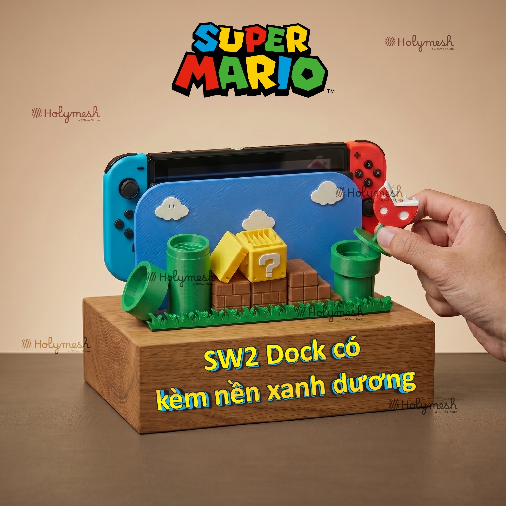 Đế trưng bày Nintendo Switch Mario có 13 slot chứa card game - Dock Nintendo Switch Mario - Holymesh