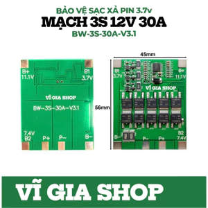 Mạch 3S 12.6V 30A BW Bảo Vệ Sạc Xả Và Sạc Cân Bằng Cao Cấp - Mạch Đóng Khối Pin Lithium-Ion 3.7V