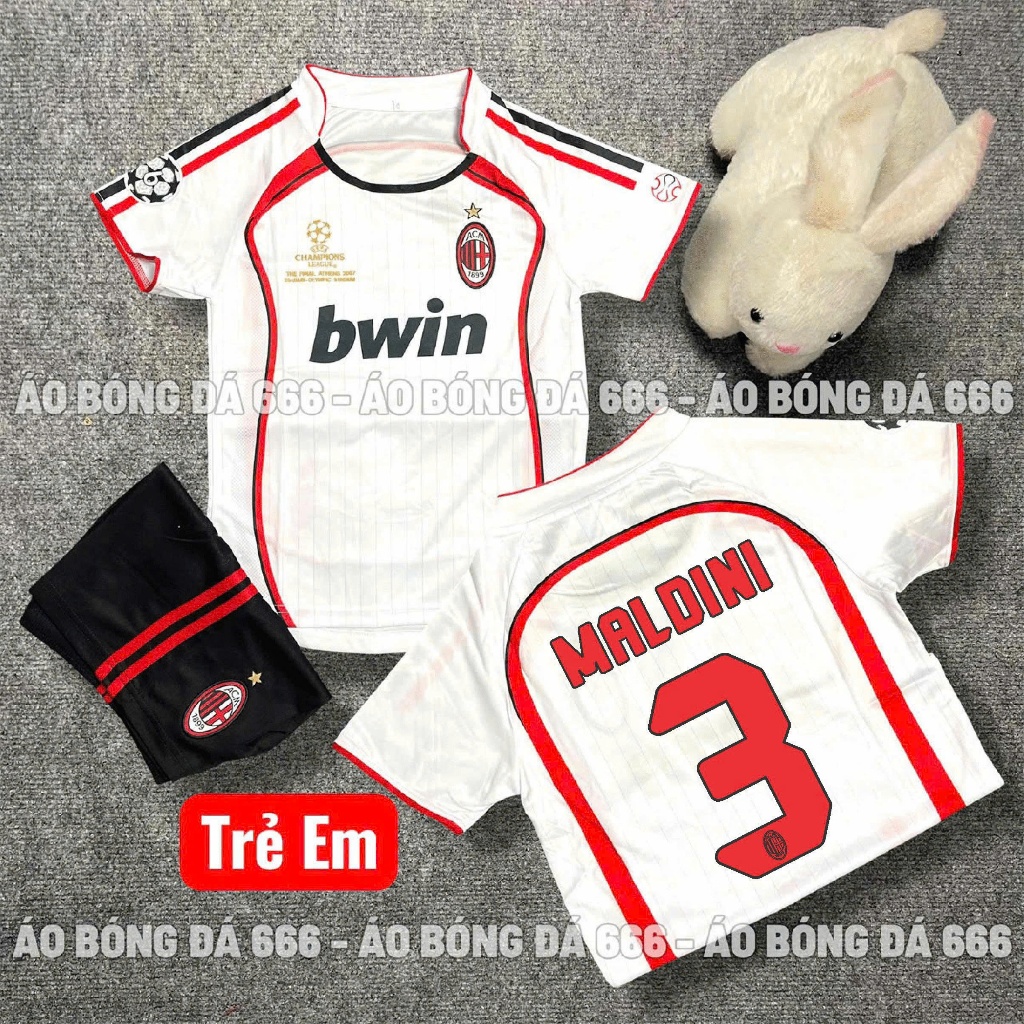 Áo Bóng Đá, Áo Đá Banh Trẻ Em CLB AC MILAN SÂN NHÀ - BẢN 2007 - Vải Mè Thái Cao Cấp 2