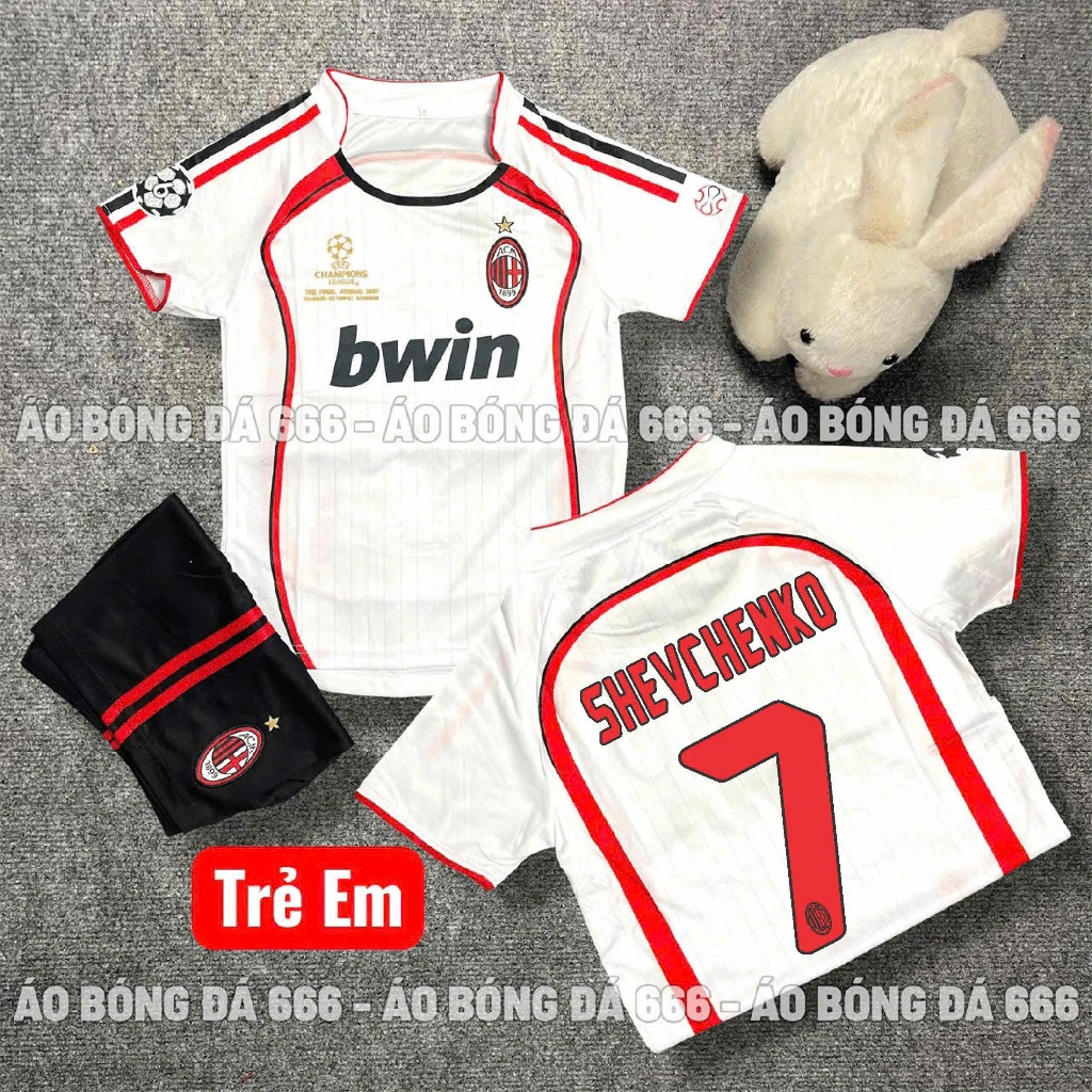 Áo Bóng Đá, Áo Đá Banh Trẻ Em CLB AC MILAN SÂN NHÀ - BẢN 2007 - Vải Mè Thái Cao Cấp 2