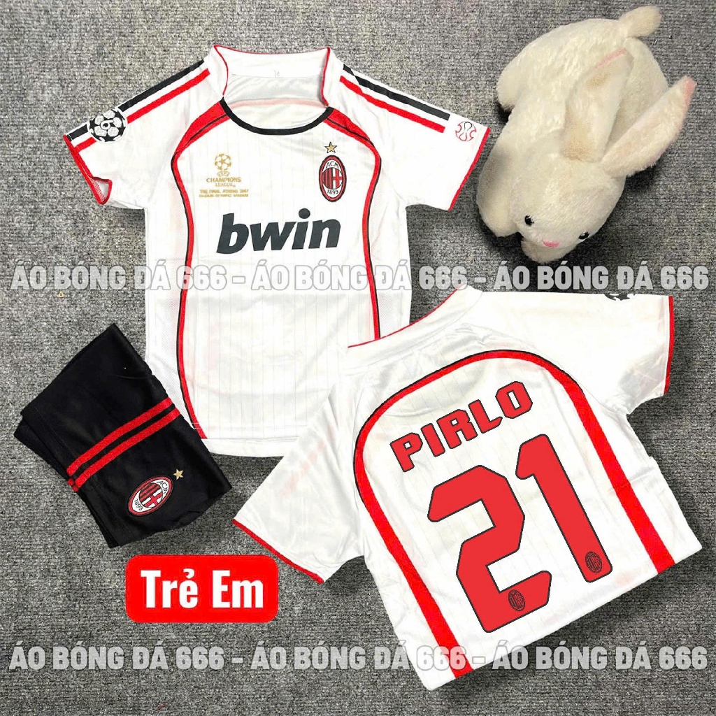 Áo Bóng Đá, Áo Đá Banh Trẻ Em CLB AC MILAN SÂN NHÀ - BẢN 2007 - Vải Mè Thái Cao Cấp 2