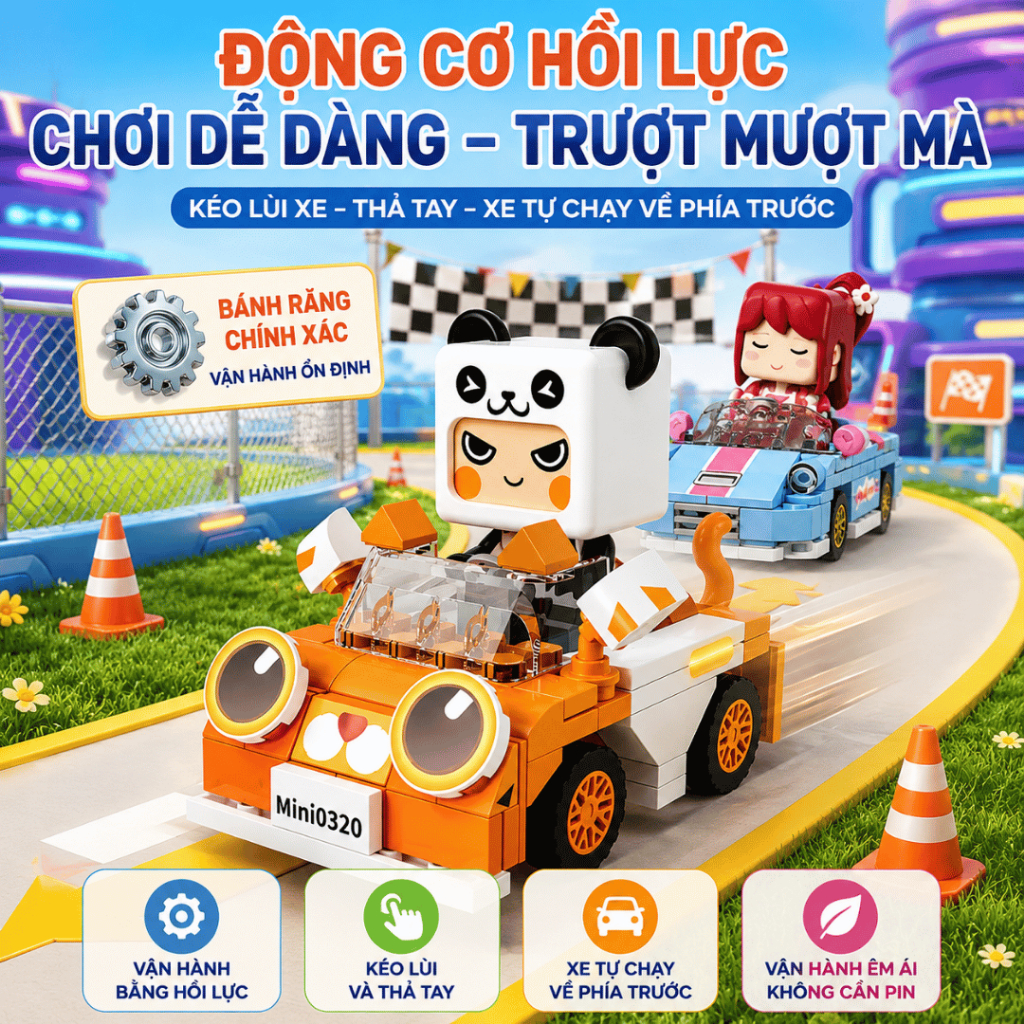 Bộ Lắp Ghép Xe Hồi Lực Mini Cho Bé, Mô Hình Xe Kéo Lùi Tự Chạy, Đồ Chơi Trang Trí Bàn Học
