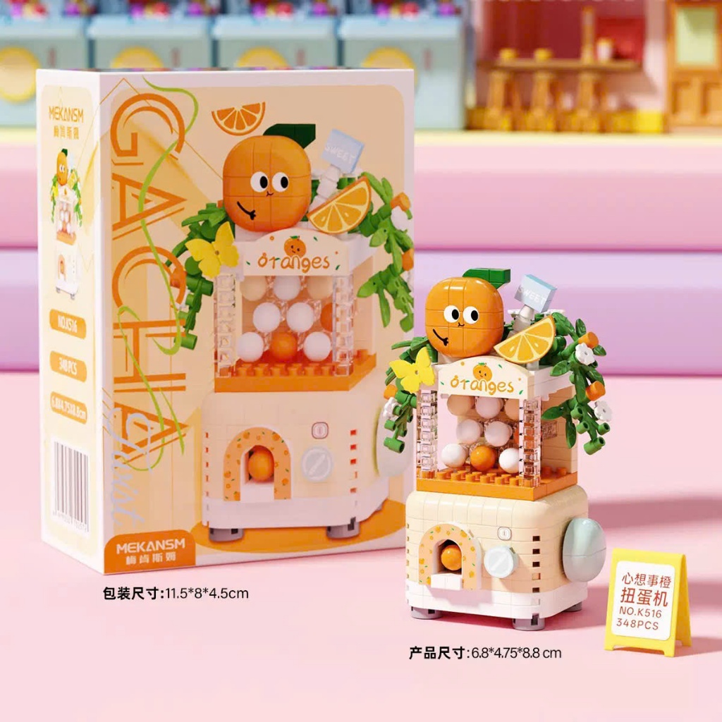 Bộ Lắp Ghép Máy Bán Bóng Mini Trái Cây Cho Bé, Mô Hình Lắp Ráp Trang Trí Bàn Học Dễ Thương