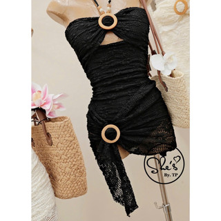 Set Bikini 1 Mảnh Ren Móc Gỗ Mix Choàng Buộc Ngắn Chuẩn She’s