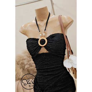 Set Bikini 1 Mảnh Ren Móc Gỗ Mix Choàng Buộc Ngắn Chuẩn She’s