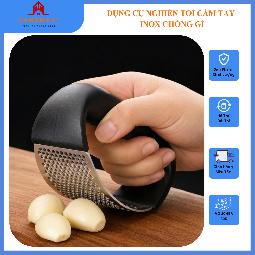 Dụng Cụ Nghiền Tỏi Ép Tỏi Bằng Inox Cầm Tay Chống Gỉ Bền Đẹp Tiện Dụng Nhà Bếp