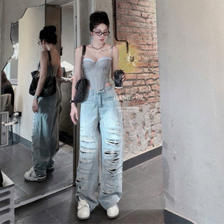 QCL1 2241 Áo cup jeans corset phối màu khoá lưng tông màu siêu tây, siêu sang tôn V1