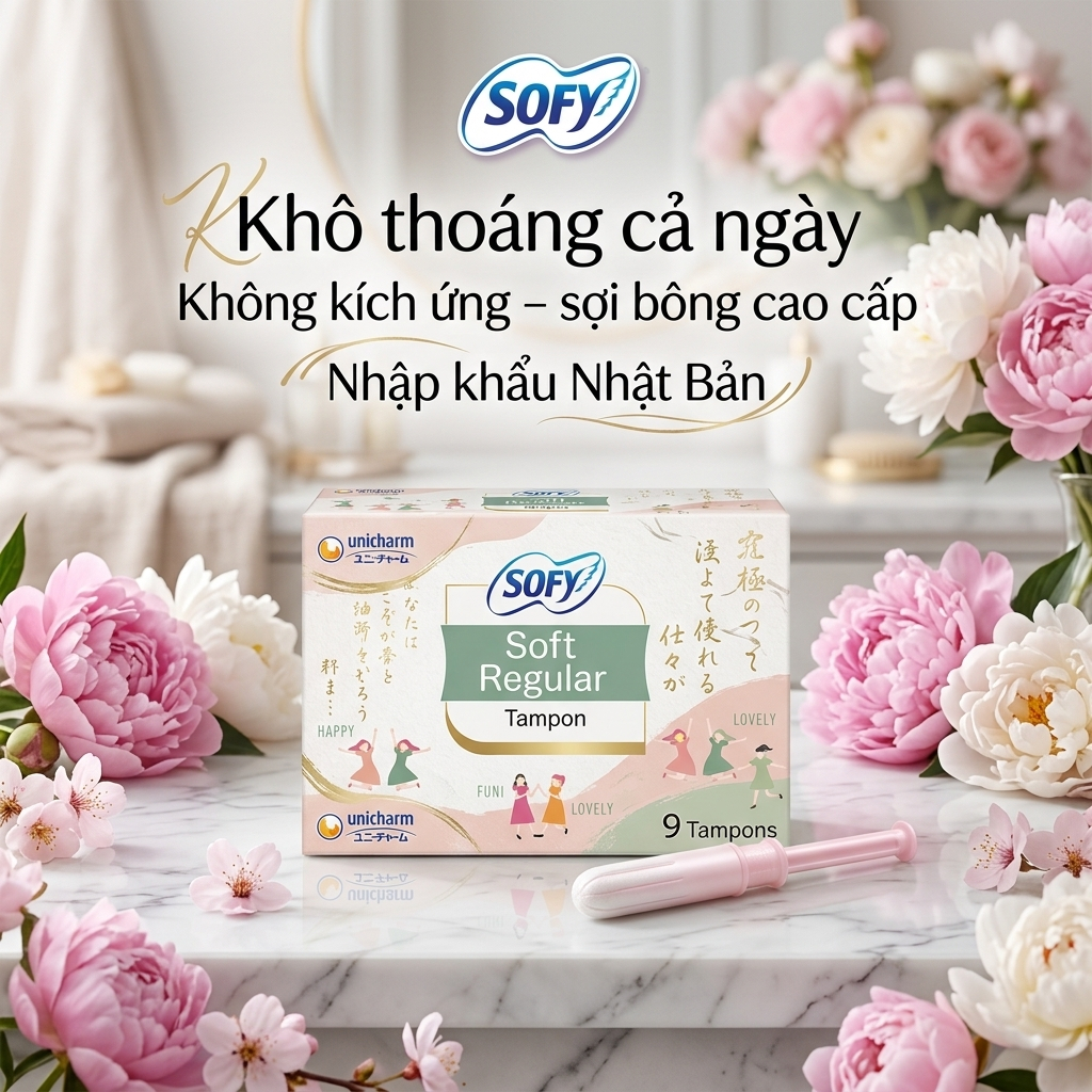 🌟 BVS  TAMPON SOFY SOFT REGULAR - HỘP 9 MIẾNG (CÓ CẦN ĐẨY) 🌟