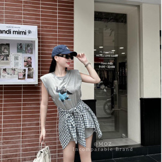 QCL1 Set áo độn vai khỉ múa ba lê kèm khăn kẻ siêu trendy(freesize)