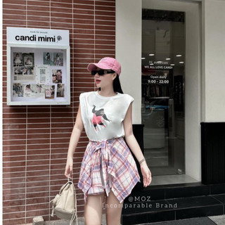 QCL1 Set áo độn vai khỉ múa ba lê kèm khăn kẻ siêu trendy(freesize)