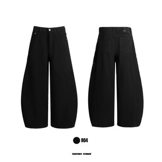Quần Jeans Ống Cong Đứng Form Wash Unisex Chất Liệu Raw Denim.