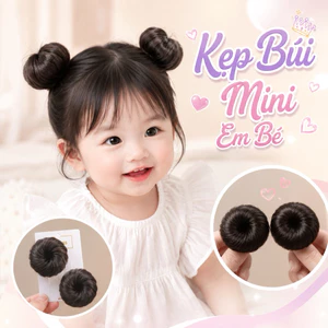 SET 2 TÓC GIẢ KẸP BÚI MINI CHO BÉ SIÊU DÀY SIÊU ĐÁNG YÊU TẶNG CHỎM TÓC CÂY DỪA