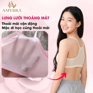 Combo 3 Áo lá cho bé gái cotton thoáng mát - áo lót học sinh không đệm 2 lớp mềm mịn AMYBRA A108