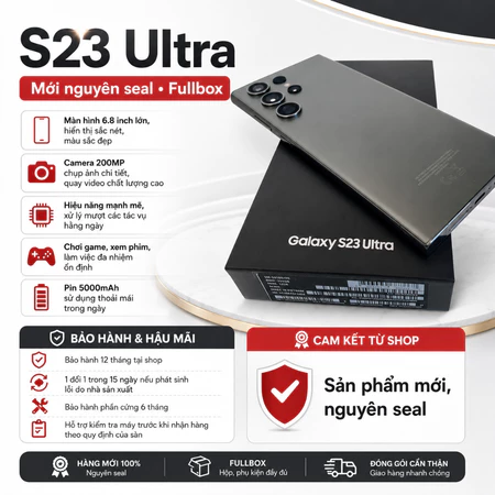 Like NEW Galaxy S23 Ultra 5G 12GB/256GB 2 SIM Màn 6.8inch Camera 200MP 5000mAh Fullbox Nguyên Seal