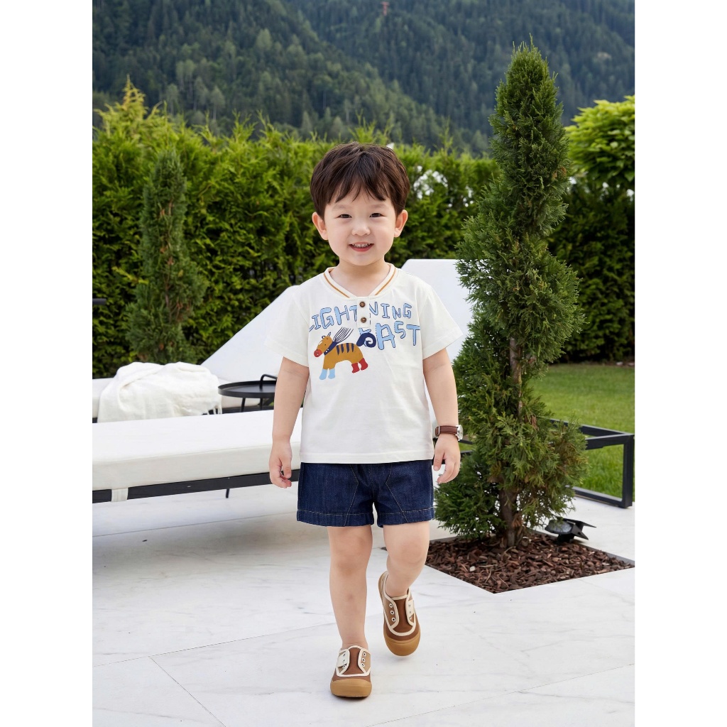 Set bộ cộc tay bé trai Miniumbaby mix họa tiết chữ cute, chất cotton mềm, dáng quần đứng phom SB2636
