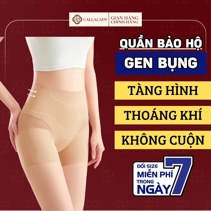 Quần bảo hộ mặc váy Callalady, không cuộn, không lộ viền, tàng hình, cạp cao gen bụng chất su lạnh thông thoáng 38