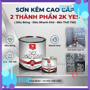 {Bộ 1kg} Sơn Kẽm Cao Cấp 2 Thành Phần 2K Yes Nhanh Khô, Bóng Cứng, Bền Màu, Không Ngã Vàng