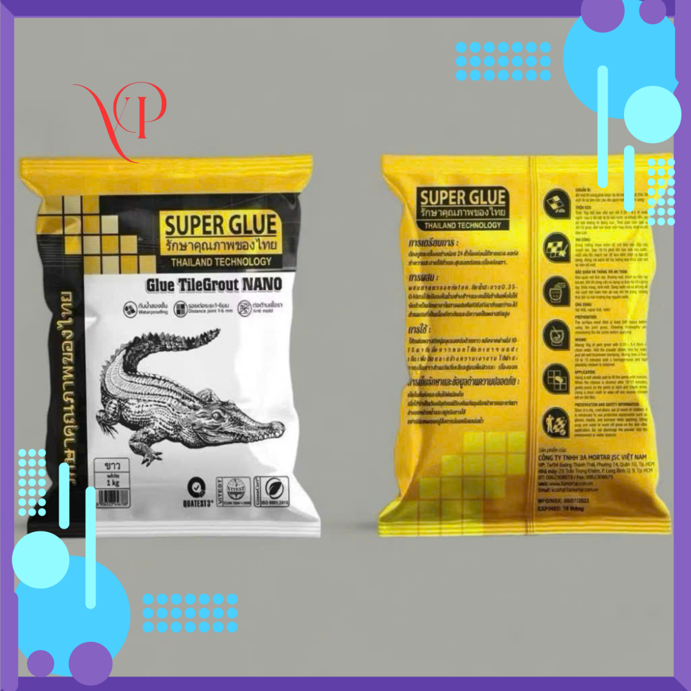 Keo Chà Ron SUPER GLUE Con Cá Sấu gói 1kg - Dùng trét ron gạch men