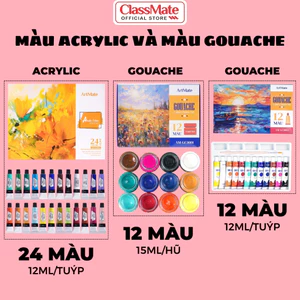 Màu Nước Acrylic Tuýp 12ml Che Phủ Cao, Chồng Được Màu, Màu Gouache Hũ Tuýp Màu Tươi Sáng, Dễ Pha Trộn Màu, Rửa Được