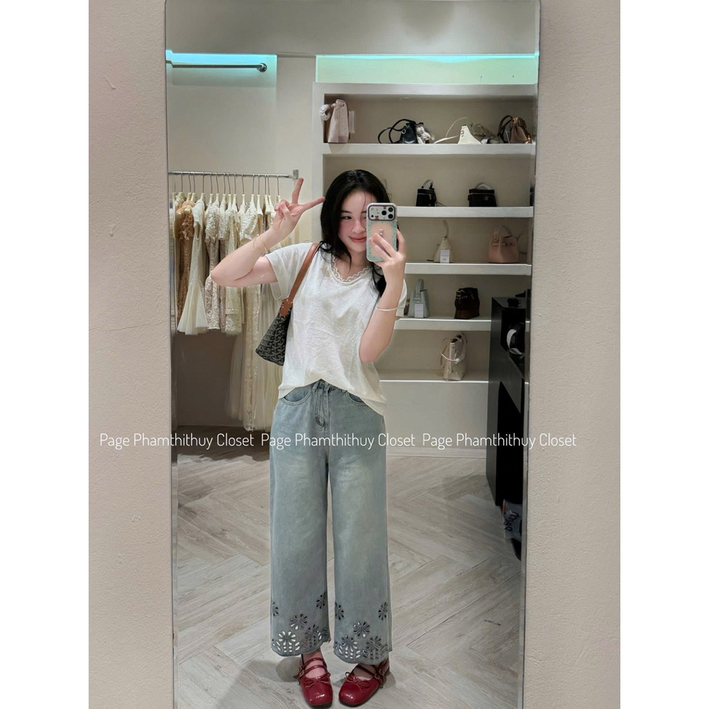[𝐒𝐮𝐙𝐲] Quần Jeans Mềm Gấu Hoa QCCC (Dài 92cm)