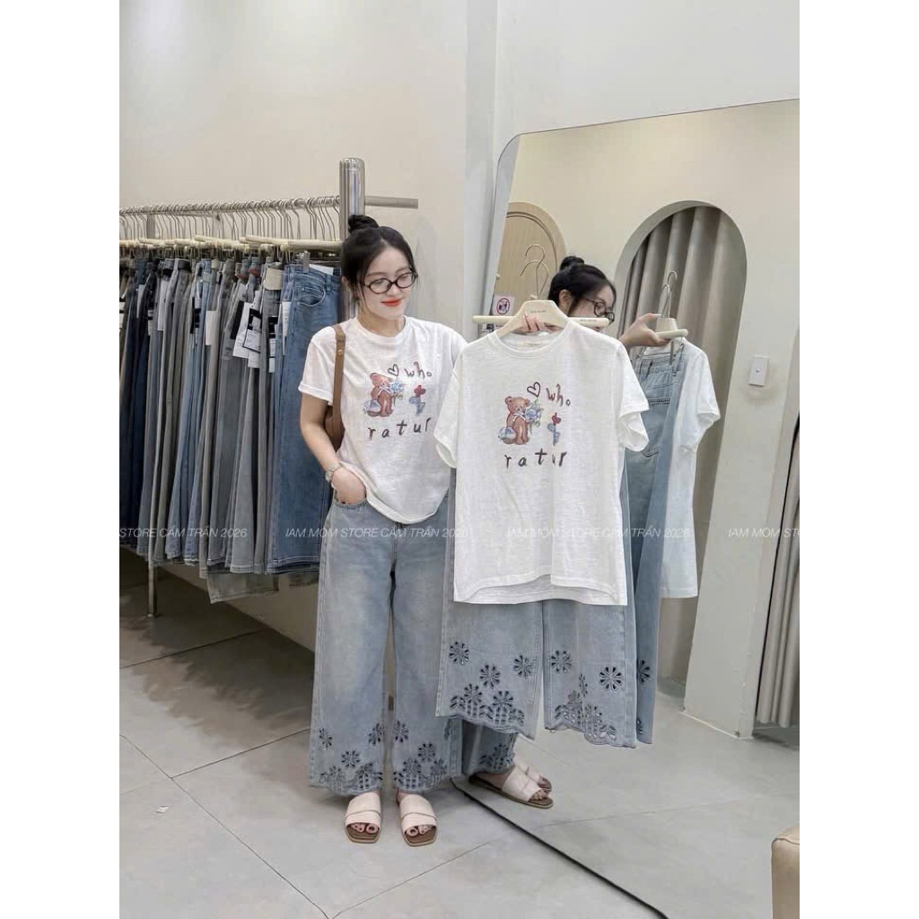 [𝐒𝐮𝐙𝐲] Quần Jeans Mềm Gấu Hoa QCCC (Dài 92cm)