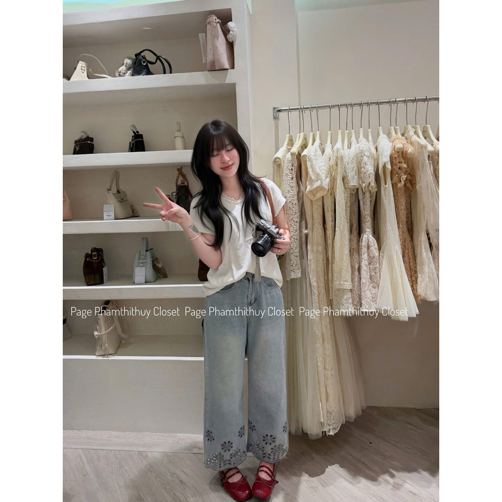 [𝐒𝐮𝐙𝐲] Quần Jeans Mềm Gấu Hoa QCCC (Dài 92cm)