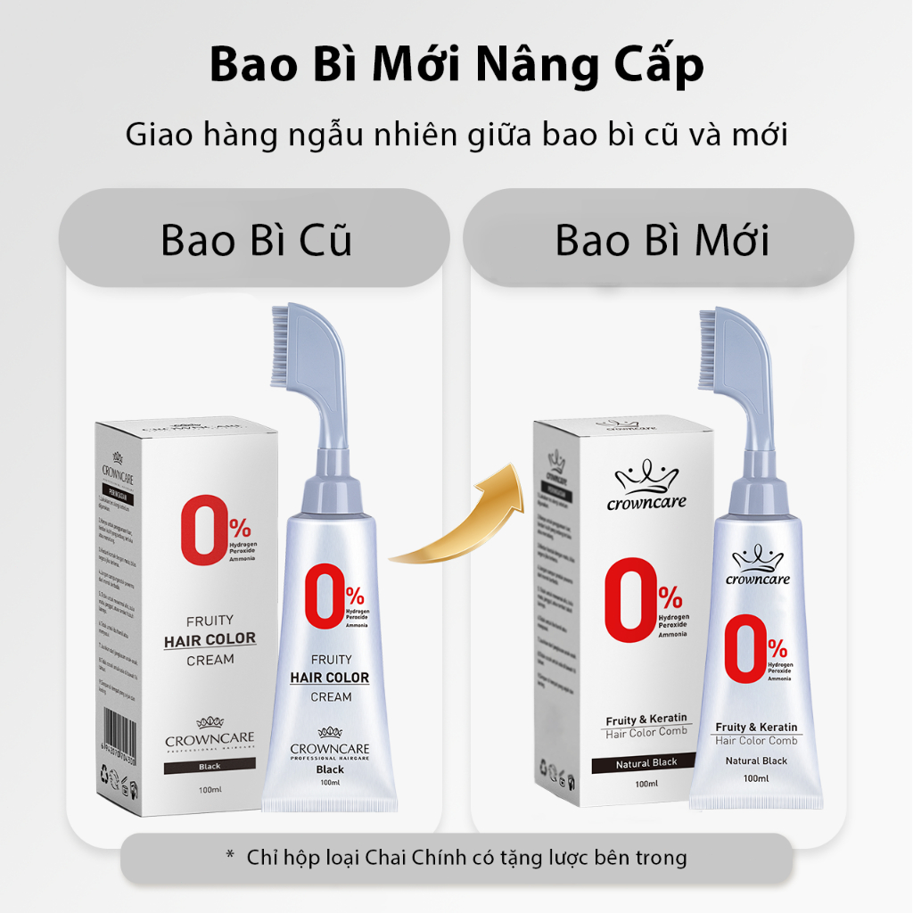 Crowncare Lược Nhuộm Tóc Phủ Bạc Nhanh | Chải Là Lên Màu | Nhuộm Chân Tóc Tiện Lợi | Không Cần Pha | Màu Tự Nhiên 100ml