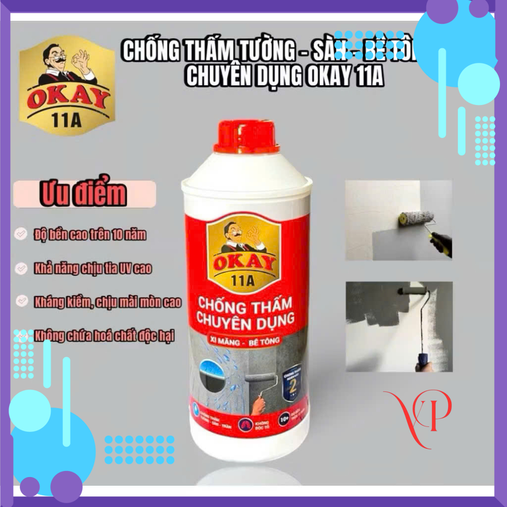 Chống thấm pha xi măng CT11A Okay cao cấp chai 1 lít