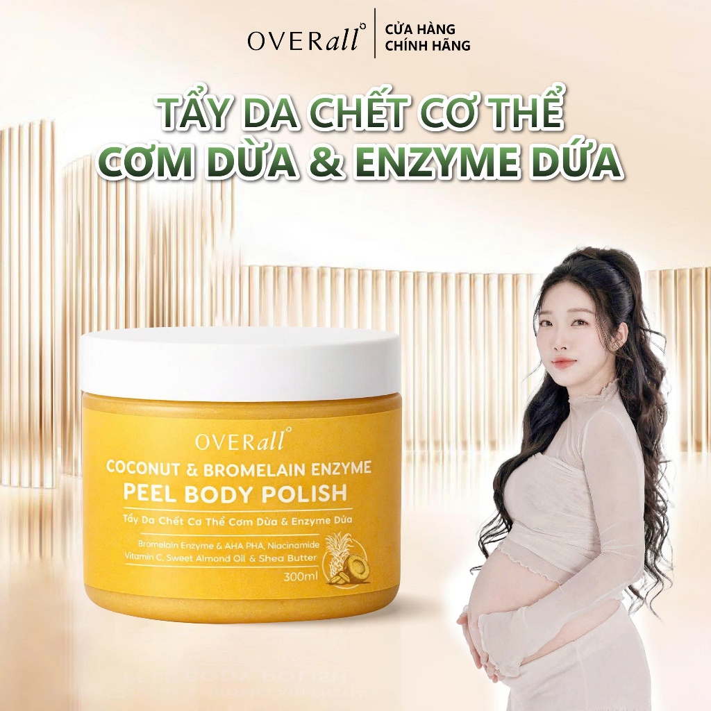 [OVR_04] Tẩy Tế Bào Chết Body Cơm Dừa & Enzyme Dứa OVERall 300G Giảm Mụn,Viêm Lỗ Chân Lông, Sáng Da