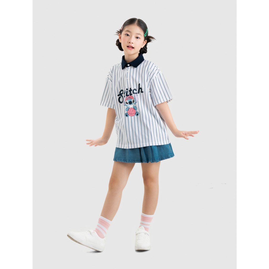 Áo polo unisex trẻ em CANIFA cổ bẻ cộc tay in họa tiết 3TP26C001
