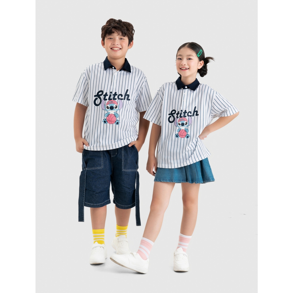 Áo polo unisex trẻ em CANIFA cổ bẻ cộc tay in họa tiết 3TP26C001