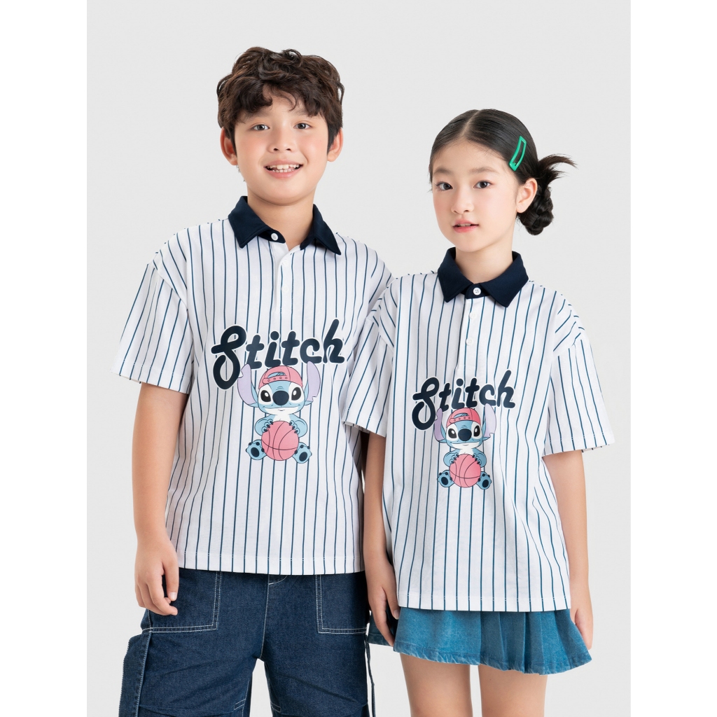 Áo polo unisex trẻ em CANIFA cổ bẻ cộc tay in họa tiết 3TP26C001