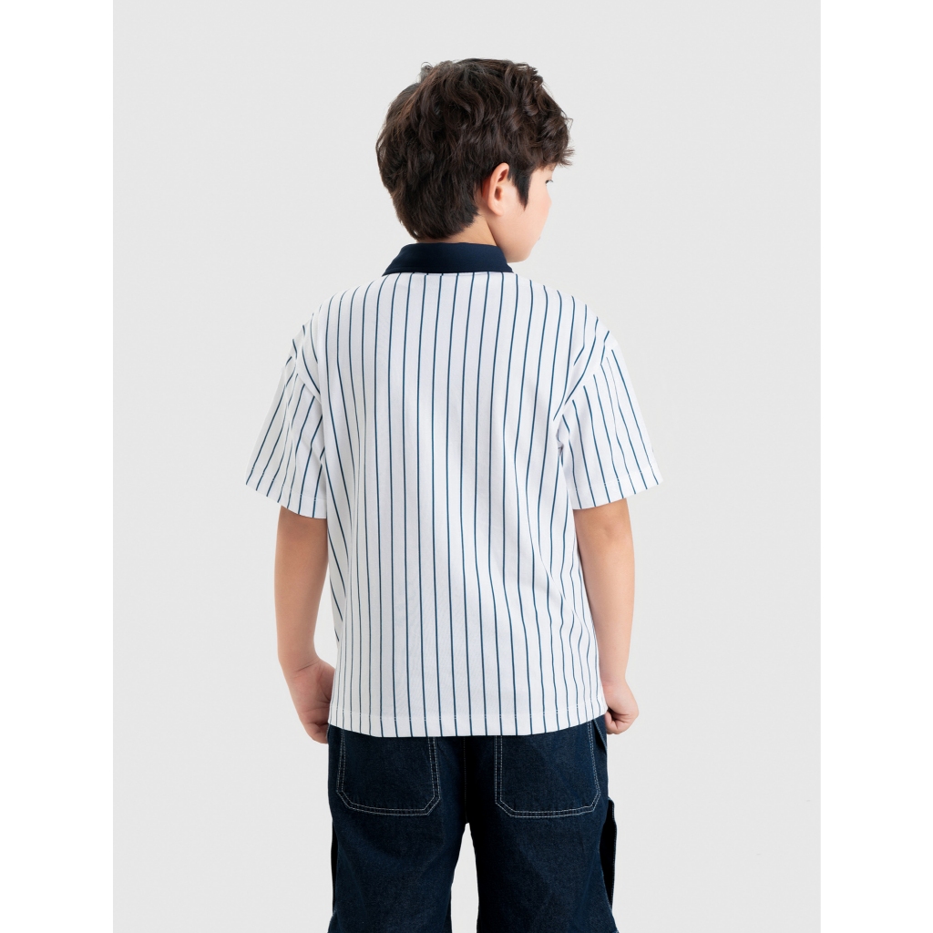 Áo polo unisex trẻ em CANIFA cổ bẻ cộc tay in họa tiết 3TP26C001