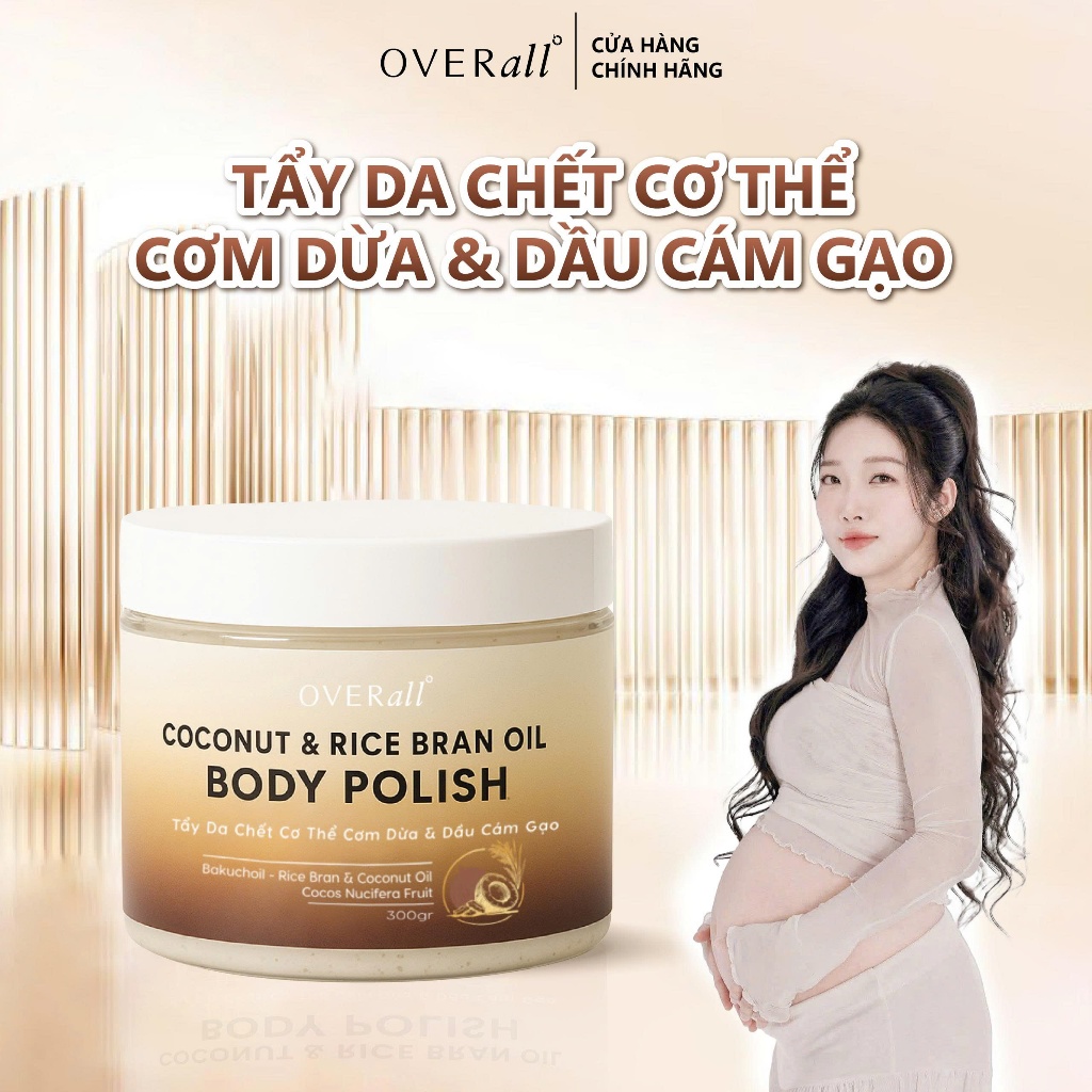 [OVR_03] Tẩy Da Chết Cơ Thể Cho Da Khô Nhạy cảm Dưỡng da Ẩm mịn Cơm Dừa & Dầu Cám Gạo OVERall 300G