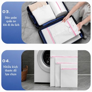 Túi lưới giặt đồ đa năng đựng quần áo đồ lót có khóa kéo trong máy giặt, túi lưới phân loại quần áo khi đi du lịch