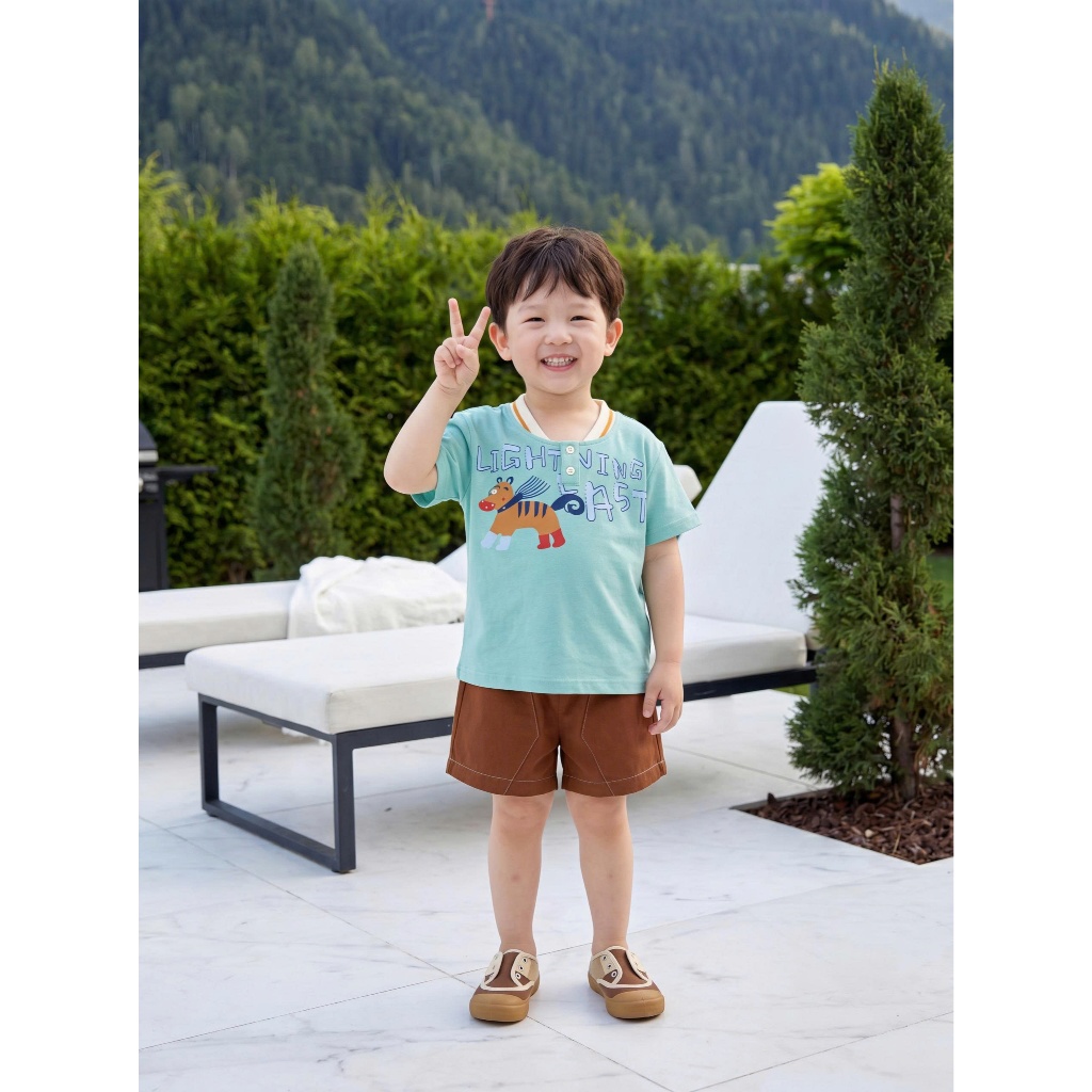 Set bộ cộc tay bé trai Miniumbaby mix họa tiết chữ cute, chất cotton mềm, dáng quần đứng phom SB2636