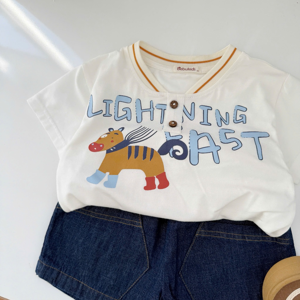 Set bộ cộc tay bé trai Miniumbaby mix họa tiết chữ cute, chất cotton mềm, dáng quần đứng phom SB2636