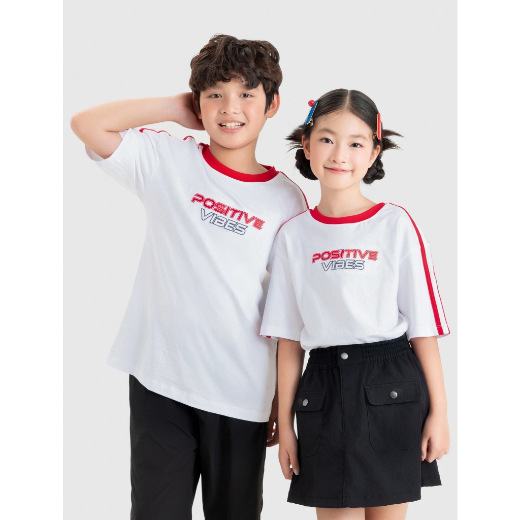 Áo phông unisex trẻ em CANIFA áo thun 100% cotton cộc tay phối màu in họa tiết 3TS26S007