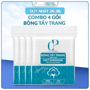 Combo 4 Gói | 600 Miếng Bông Tẩy Trang Q.P Cosmétique Không Xơ Không Rách, Hạt Massage Sạch Sâu