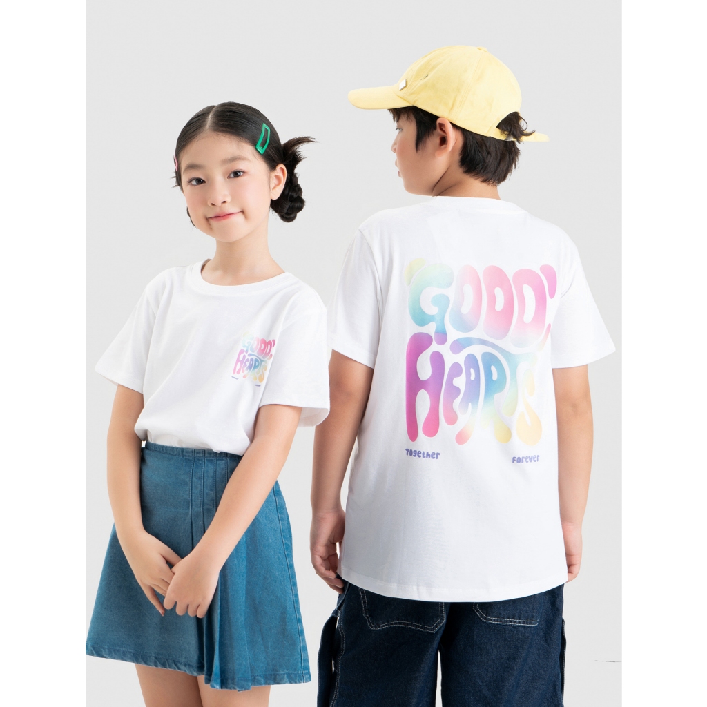 Áo phông unisex trẻ em CANIFA áo thun cộc tay basic dáng rộng in hình 3TS26S008