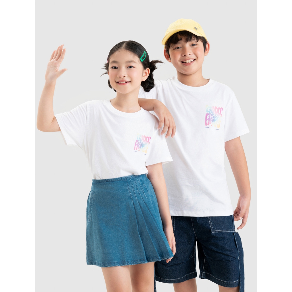 Áo phông unisex trẻ em CANIFA áo thun cộc tay basic dáng rộng in hình 3TS26S008