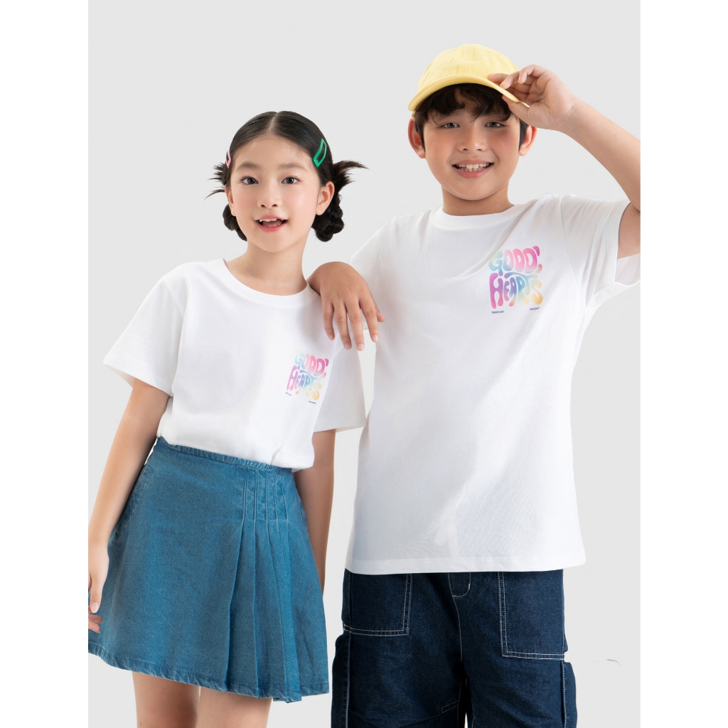 Áo phông unisex trẻ em CANIFA áo thun cộc tay basic dáng rộng in hình 3TS26S008