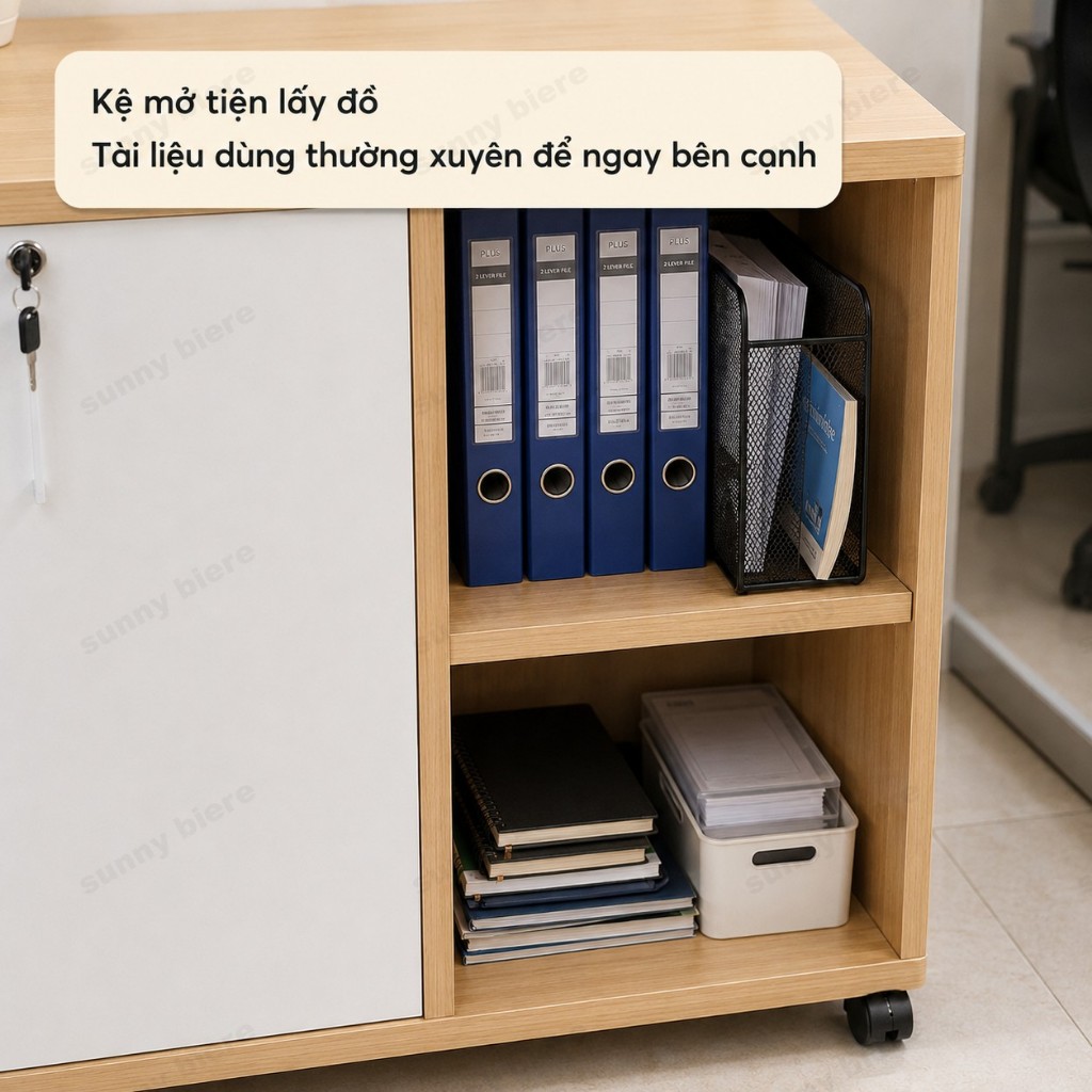 Tủ hồ sơ văn phòng hiện đại Có khóa an toàn Kèm bánh xe di chuyển Lưu trữ đa không gian 𝙎𝙐𝙉𝙉𝙔 𝘽𝙄𝙀𝙍𝙀