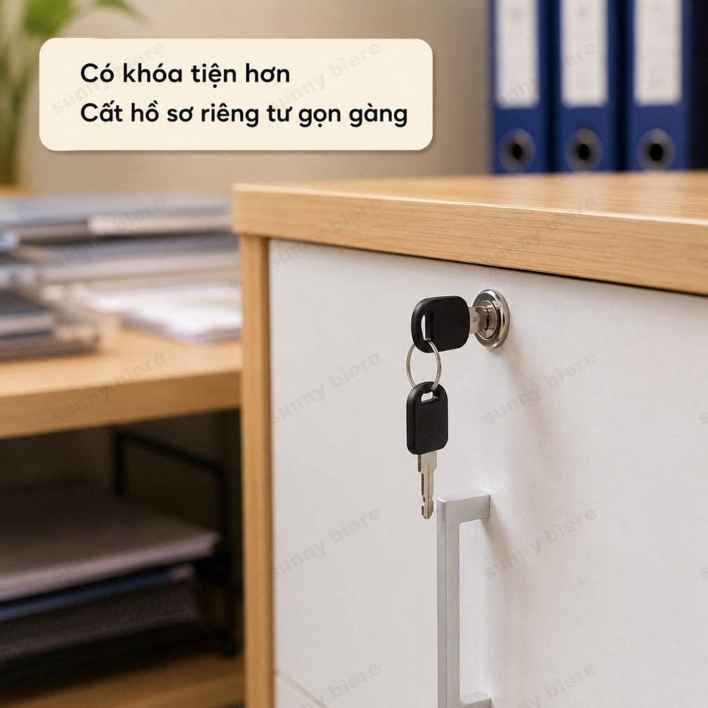 Tủ hồ sơ văn phòng hiện đại Có khóa an toàn Kèm bánh xe di chuyển Lưu trữ đa không gian 𝙎𝙐𝙉𝙉𝙔 𝘽𝙄𝙀𝙍𝙀