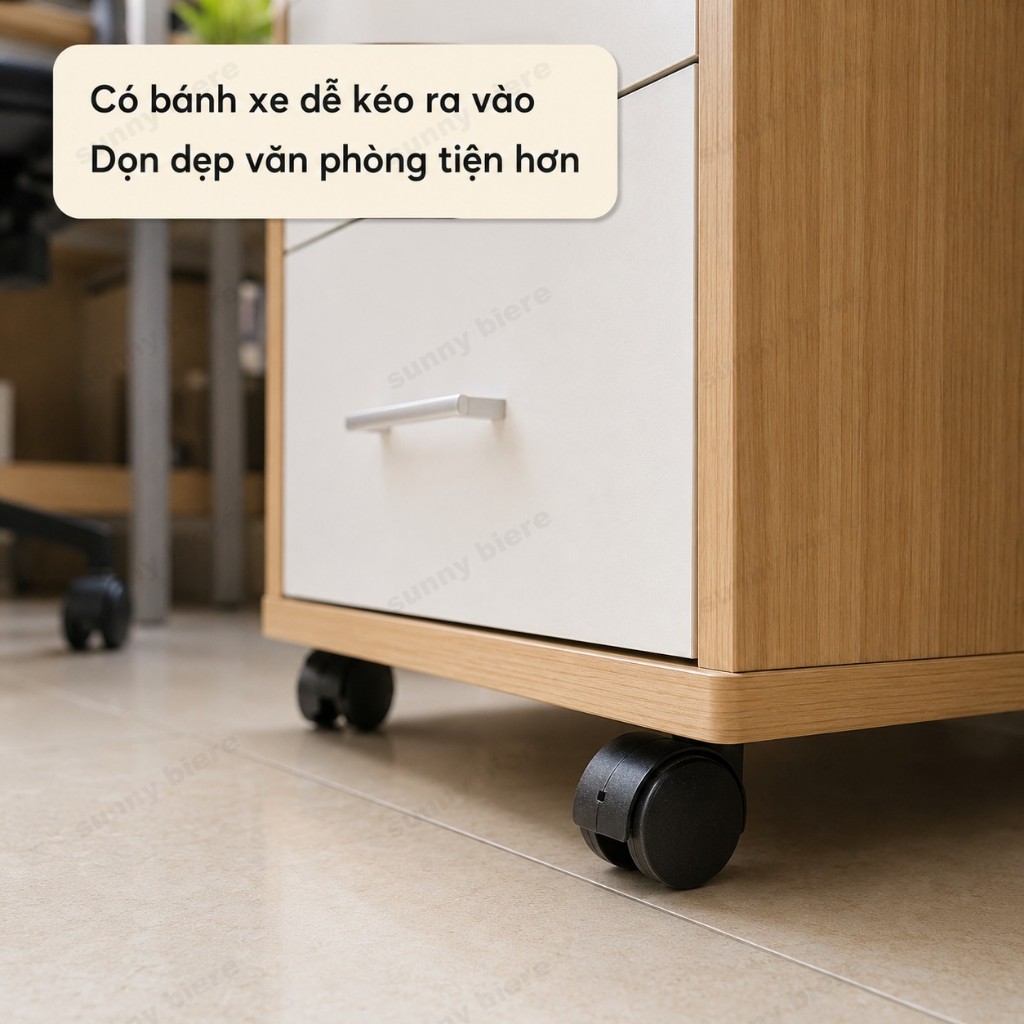 Tủ hồ sơ văn phòng hiện đại Có khóa an toàn Kèm bánh xe di chuyển Lưu trữ đa không gian 𝙎𝙐𝙉𝙉𝙔 𝘽𝙄𝙀𝙍𝙀
