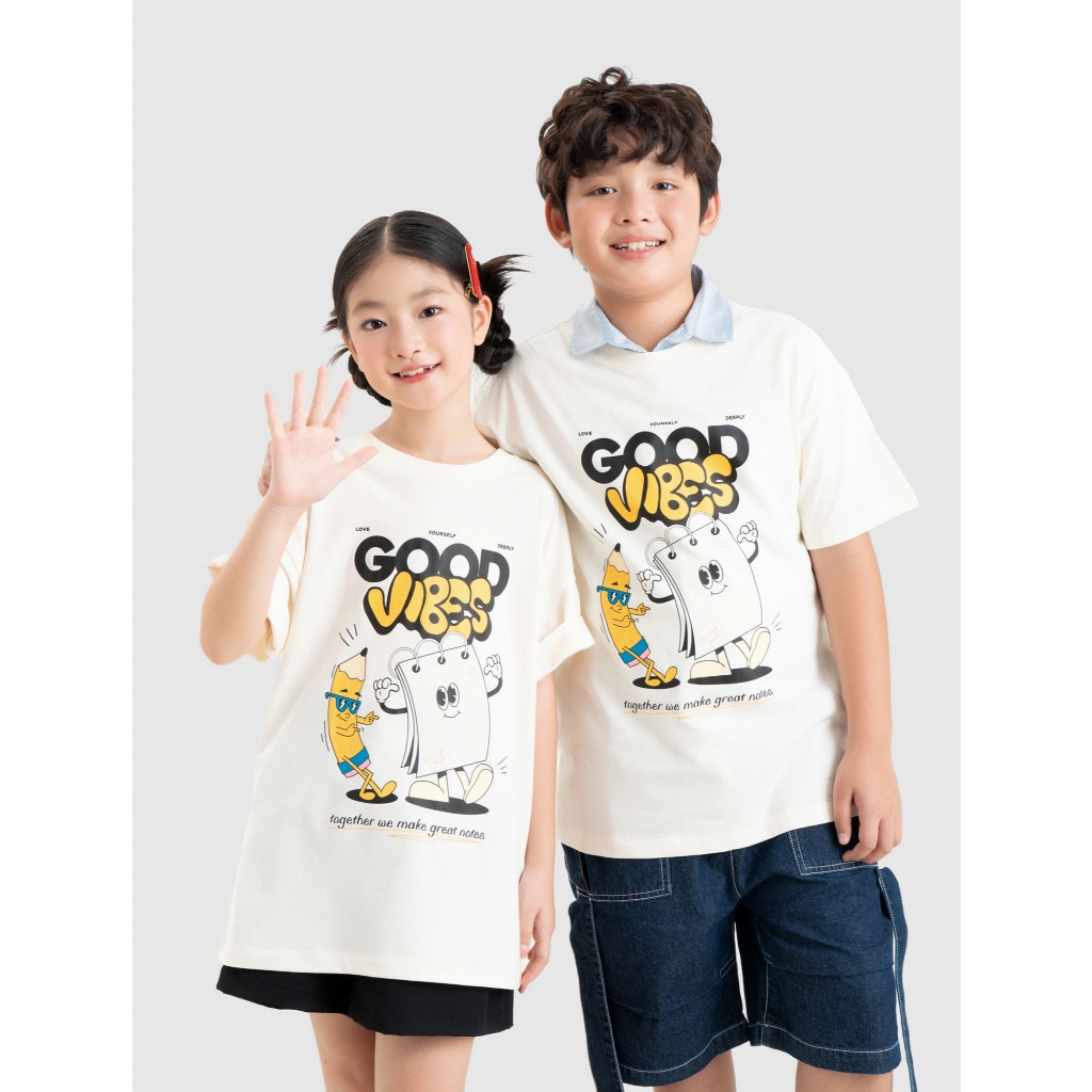 Áo phông unisex trẻ em CANIFA cổ tròn ngắn tay 3TS26S010